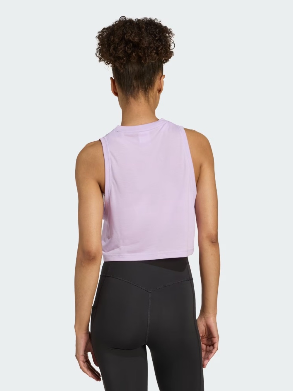 Adidas Cropped Training Essentials Boxy Workout Tank Top | Lilac Bliss - Picture 2 of 14